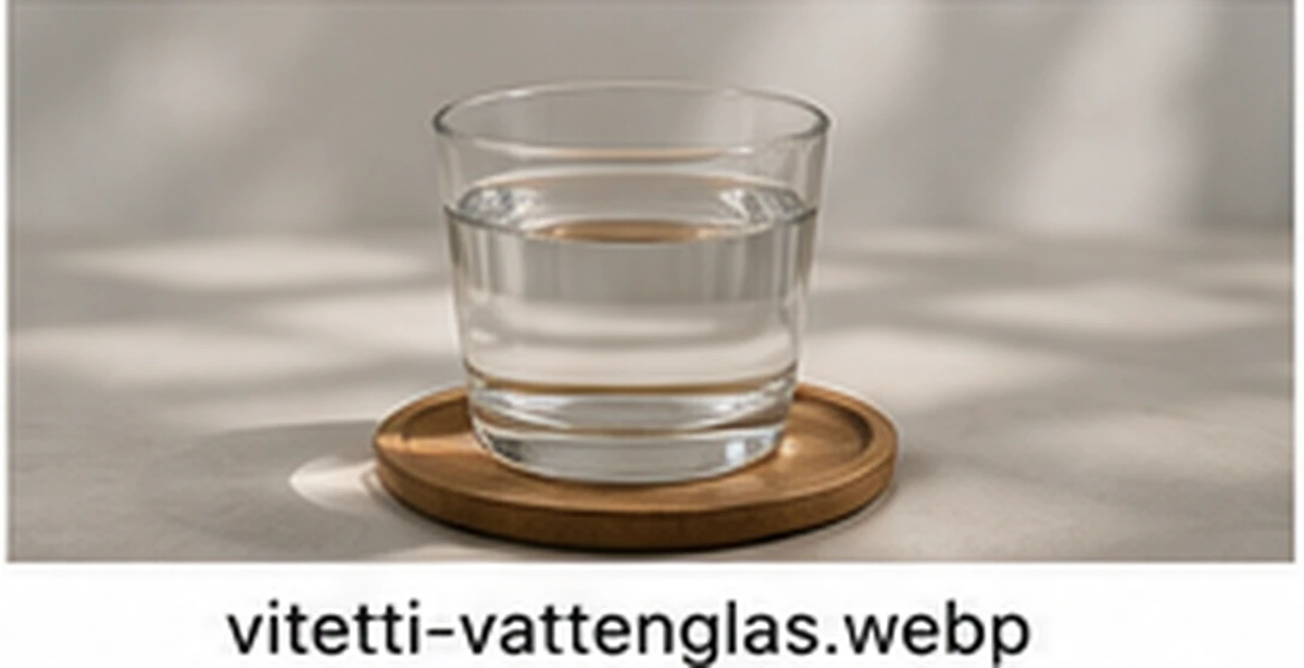 Vitetti-förpackning bredvid ett glas vatten